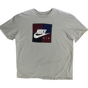 Nike Tee Shirt Men XL Beige Short Sleeve Logo 100% Cotton Streetwear Retro